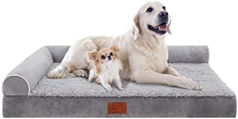 Strengthen Canine Bedroom for Addition Sizable Canines, Mind Froth Orthopedic L-Shape Canine mattress along with Detachable Cleanable Cover, Cozy Plush Canine Couch, dog Bed along with Water-proof Coating as well as Nonskid Base