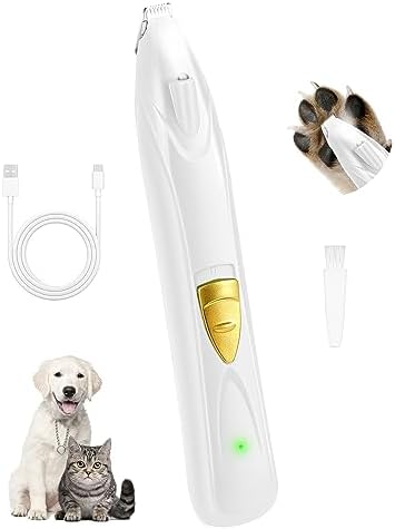 Pet Dog Clippers for Pet Grooming, Cordless Pet Pet Grooming Package for Lap Dogs along with LED Illumination, Rechargeable Low Sound Pet Cat Hair Leaner for Pet Grooming Pet Dog Hair Around Paws, Eyes, Ears, Skin, Rump (White)