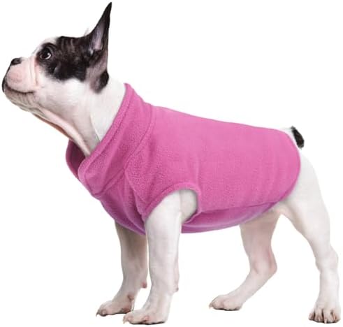 FUAMEY Pet Dog Fleece Vest, Warm And Comfortable Sweatshirt Pup Stretchy Sweatshirt Shirt Pet Dog Turtleneck Jacket Pet Dog Wintertime Coat along with Chain Gap, Hound Sweaters Yorkie Clothing for Tiny Tool Big Pets Pink S