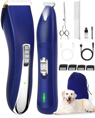 2 in 1 Pet Pet Grooming Package, Little Sound Pet Clippers for Thick Heavy Coats, Expert Cordless Pet Paw Leaner along with LED Lighting, USB Chargeable Dog Hair Razor for Small & Huge Pets Cats Pets