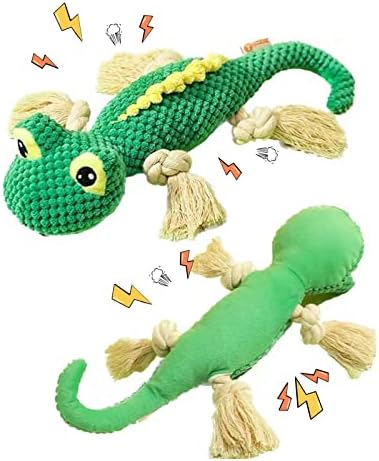 Canine Squeaky Toys, Plush Canine Toys, Tractor Pull Plush Rope Toys, Interactive Stuffed Canine Toys along with Soft, Eco-Friendly as well as Resilient Cloth, for Young Puppy, Small, Tool as well as Huge Pet Dogs (Reptile)