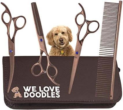 Pet Dog Pet Grooming Scissers Package – Absolute Best Devices For Goldendoodles, Poodles & Doodles – Straight, Curved & Loss Shears – Golden Doodle Pet Grooming Package – Specialist Level Steel, 4 Personal Computer Establish [We Love Doodles]