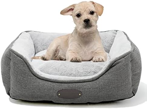 Canine Bed for Lap Dogs, Comforting Canine Gardens, Feline Garden, Stress Comfy Heavy Duty Animal Beds along with Relatively Easy To Fix & Cleanable Padding, Square Canine Garden in Grey Colour