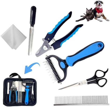 6 in 1 Specialist Pet dog Pet grooming package for Pet dog & Pet cat|Dual Sided Canine Dropping Comb as well as Undercoat Rake|Kitty Toenail Clippers as well as Trimmers|Family Pet Pet Grooming Scissers