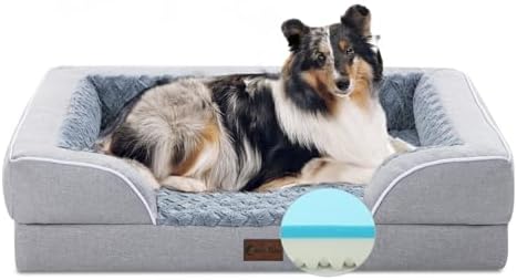 Mind Froth Huge Canine Bed along with Bolsters, Cooling Down Canine Mattress for Huge Pet Dogs, Waterproof Orthopedic Canine Sofa Bed along with Detachable Cleanable Cover, Nonskid Base
