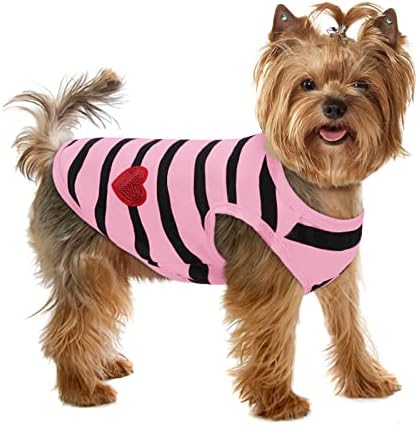 Pet Dog Pet Striped Tee Shirt Canine Cats Cotton Vest Springtime Summer Months Pet Dog Clothing Tee Tshirt Ideal for Tiny and also Channel Sizable Family Pets French Bulldog Bichon
