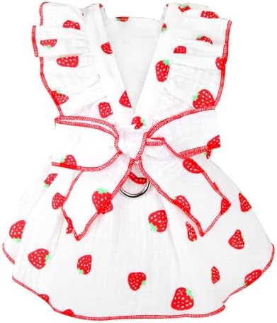 Pet Gowns for Lap Dogs Woman Women Pet Garments Pussy-cat Garments Pussy-cat Gown Cute Cotton Additional Small Summertime Garments Head Style Printed Strawberry Pet Birthday Party Ensemble Small New Puppy Garments White XL