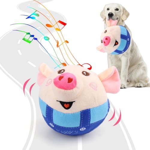 BABORUI Interactive Canine Toys Swine, Hopping Squeaking Canine Toys along with Audio as well as Songs Settings, Chargeable Relocating Canine Eat Toys for Small/Medium/Large Canine to Maintain Them Busy( Blue Swine)