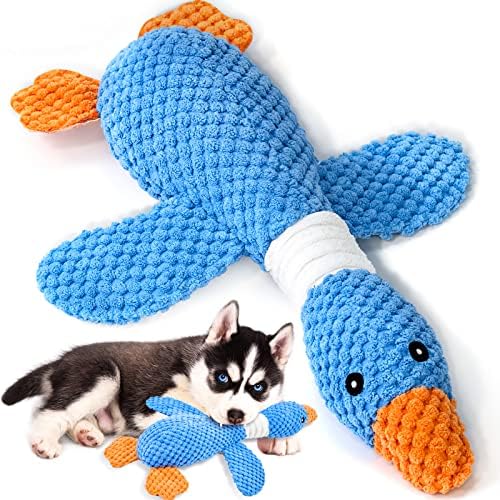 Vitscan Upgraded Goose Indestructible Canine Toys for Aggressive Chewers Small Tool Huge Kind, Crinkle Squeaky Plush Canine Puppy Dog Chew Toys for Teething, Duck Puppy Dog Toys
