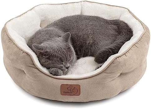 Bedsure Canine Beds for Lap Dogs – Sphere Feline Beds for Indoor Cats, Cleanable Household Pet Garden for Pup as well as Kittycat along with Slip-Resistant Base, twenty Ins, Beige