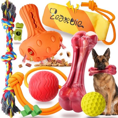 Zeaxuie Sturdy Different Pet Eat Toys for Aggressive Chewers – 9 Load Market Value Prepare Consists Of Everlasting Rope Toys & Squeaky Toys for Tool, Big & X-Large Kinds (for Super Chewers)