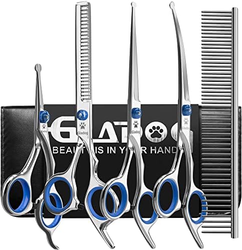 Canine Pet Grooming Scissers Set along with Security Sphere Tips, GLADOG Specialist 6 in 1 Pet Grooming Scissers for Canine, Sharp as well as Sturdy Canine Pet Grooming Shears for Canine Cats Pets