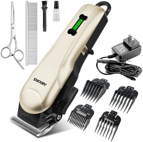 Pet Dog Clippers, Specialist Pet Dog Pet Grooming Set, Little Sound Rechargeable Pet Dog Clippers for Pet Grooming, Cordless Electric Tranquillity Hair Pet Grooming Clippers for Canine Cats Pets