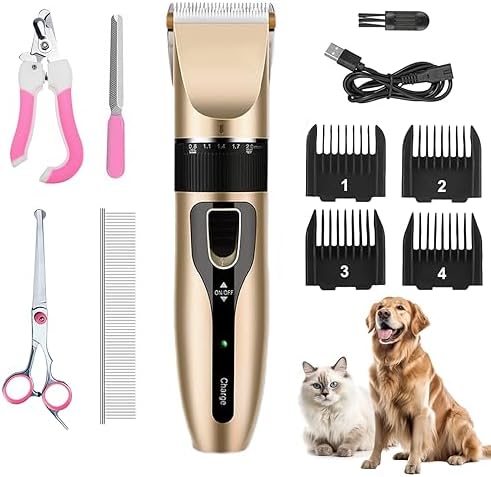 Pet Dog Pet Grooming Set, Small Sound Specialist Pet Dog Pet Grooming Clippers, Pet Dog Hair Leaner, Rechargeable Cordless Dog Hair Clippers Equipment for Canine Cats Pets