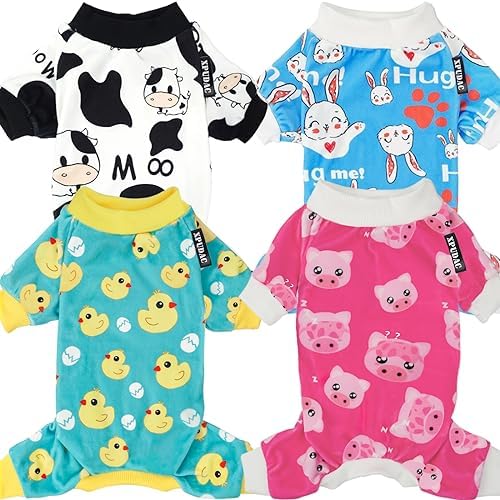 XPUDAC 4 Part Canine Pj’s for Lap Dogs Pjs Clothing Puppy Dog Onesies Apparel for Dog Xmas Shirts Person for Household Pet Cats Jammies-XL