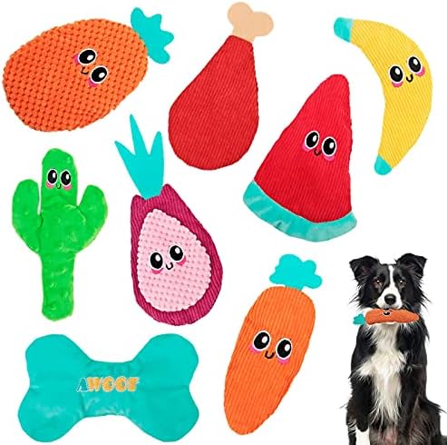 Pet Dog Toys No Packing, Crinkle Pet Dog Toys for Aggressive Chewer Huge Species 8 Loads Apartment Stuffless Young Puppy Doggy Toys Robust Long Lasting Interactive Teething Pet Dog Chew Toys for Little Tool Huge Pet Dogs