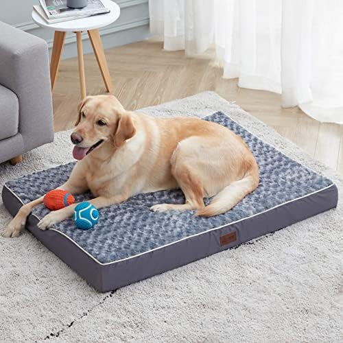 WESTERN SIDE HOME WH Sizable Pet Bed for Sizable, Jumbo, Tool Canine, Orthopedic Family Pet Mattress Waterproof Bed along with Detachable Cleanable Cover, Thick Egg Cage Froth Pet Bed along with Non-Slip Base