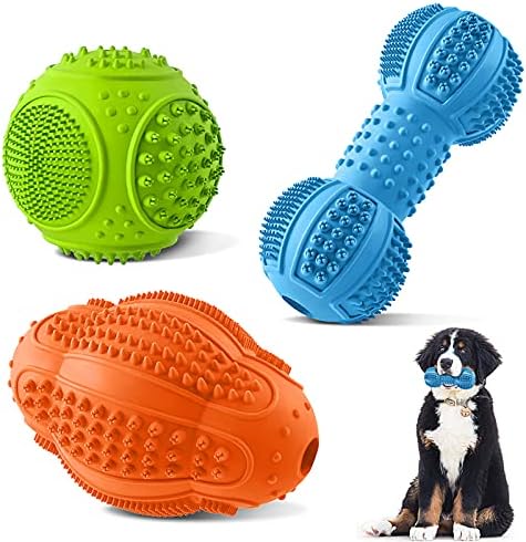 LUKITO Pet Chew Toys 3 Stuff for Aggressive Chewers, Multifunctional Pearly Whites Cleansing as well as Periodontal Massage Therapy, Challenging Toys along with Organic Rubber for Big as well as Tool Pet