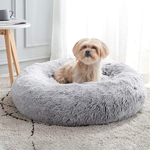 WESTERN SIDE HOME WH Calming Canine & Feline Mattress, Anti-Anxiety Doughnut Cuddler Warming Cozy Soft Around Mattress, Fluffy Faux Hair Plush Padding Garden for Tiny Channel Canines and also Pet Cats (twenty”/ 24″/ 27″/ 30″)