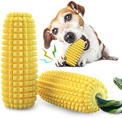 Carllg Pet Dog Chew Toys for Aggressive Chewers, Indestructible Strong Heavy Duty Squeaky Interactive Pet Dog Toys, Puppy Dog Pearly Whites Munch Corn Stick Plaything for Tiny Meduium Sizable Kind