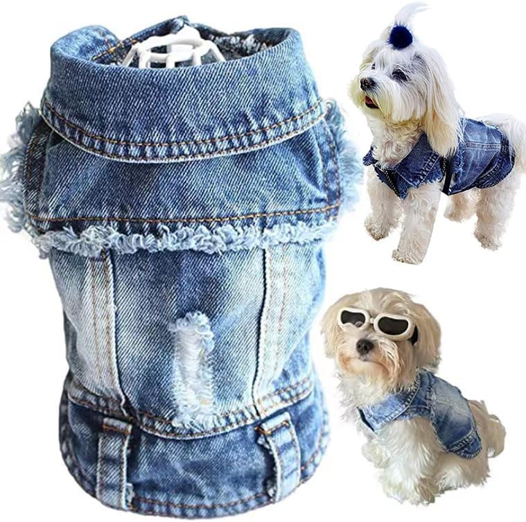 Lovely Pet Jean Coat, Cool Blue Pet Dog Jeans Jacket Outfit, Manner Pet Young Puppy Clothing Tee, Standard Soft Lapel Vests Convenience Pets Garments for Tiny Tool Kid Gal Canine Cats. (Tiny)