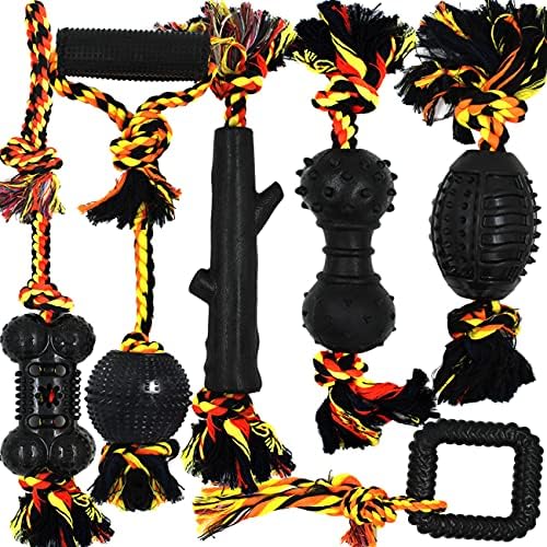 Yipetor Long Lasting Pet Eat Toys 6 Load, Cotton Rope Rubber Pet Toys, Convex Layout for Young Puppy Small Channel Canine Chew, Contest Of Strength, Fetching, Young Puppy Teething Plaything for Monotony, Present