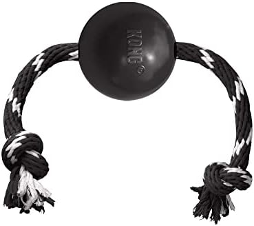 KONG Extremity Round along with Rope – Canine Fetch Dabble Rope for Easy Throwing – Long Lasting Canine Round Plaything for Pull, Play & Additional s Many Sturdy All-natural Rubber – Dark – for Huge Pets