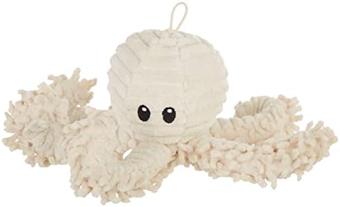 Petlou Heavy Duty All-natural Nubby Plush Pet Dog Toys along with Squeaker and also Crinkle Newspaper in Multi-Size (Natural Octopus, 9 In)