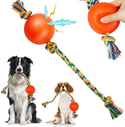 Harhana Pet Dog Rope Toys along with Squeaky Sphere, Contest Of Strength Pet Dog Plaything Sphere on Rope, Resilient Rubber, Fetch Pet Dog Toys, Interactive Pet Dog Toys for Dullness, Rope Pet Dog Toys for Small, Tool Canine to Always Keep Them Busy