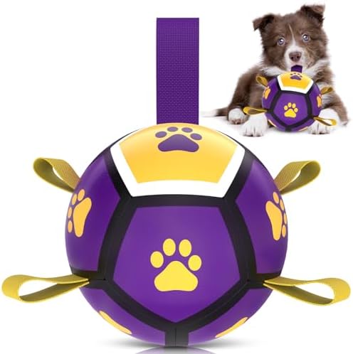 QDAN Canine Toys Football Sphere – Tough Canine Rounds for Lap Dogs, Pup Special Day Presents, Canine Pull Dabble Band for Tractor Pull (5 In)