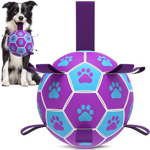 Pet Dog Toys Football Sphere – Heavy Duty Pet Dog Spheres along with Band for Channel Lap Dogs, Pup Birthday Celebration Presents, Pet Dog Pull Plaything for Tractor Pull (8 In)