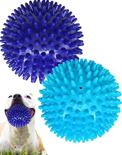 Pweituoet 2 Load 4.5″ Strong Squeaky Canine Round for Tool Huge Canines, Spikey Canine Round Toys for Well-maintained Pearly White and also Instruction, Huge Canine Toys for Aggressive Chewers
