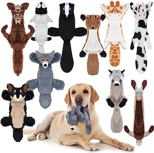Sratte 10 Personal Computers Pet Dog Squeaky Toys No Cramming Dog Toys Crinkle Pet Dog Plaything for Aggressive Chewers Plush Teething New Puppy Squeak Toys Animals Chew Toys for Tiny Channel Huge Household Pets, 10 Designs( Traditional Design)