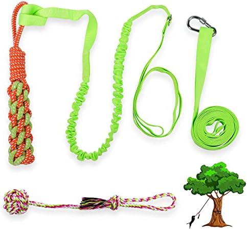 Galiyen Interactive Outdoor Pet Dog Bungee Rope Toys for Tiny Tool Big Canines along with 2 Chew Toys, Awaiting Bungee Pull Plaything for Punch Instruction, Pull Workout and also Exciting, Rope Tractor Pull Action Plaything