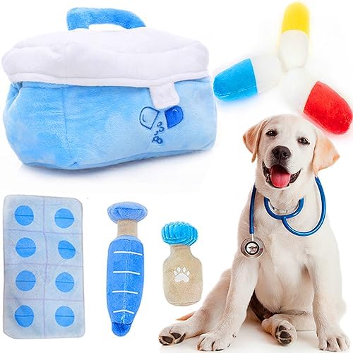 Medication Package Layout Plush Chew Pet Toys Consisting Of Syringe 3 Tablets Tablet Supplement Remedy Container Squeaky Interactive Customized Things Animal Plaything for Small, Channel Canine