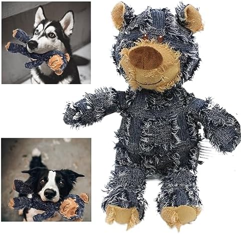 MAXBECK Canine Buddy for Heavy Chewers- 2023 New Indestructible Robust Bear Canine Plaything, Resistant Squeaky Canine Toys for Heavy Chewers, Unbreakable Stuffed Plush Canine Toys for Aggressive Chewers (A-Navy)