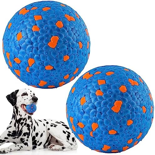 FUSOTO Pet Dog Balls for Sizable Tool Lap Dogs, Bouncy Ping Pong Sphere for Canine Aggressive Chewers, Heavy Duty Pet Dog Plaything Sphere, Water Plaything Sphere for All Daily Life Stages Pet Dog, Labrador, Bulldog, German Guard (2 Spheres)
