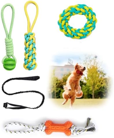 Bungee Yank Plaything for Pet Dogs along with 4PCS Pet Dog Eat Toys, Active Contest Of Strength Pet Dog Rope Toys Executing coming from Plant, Dental Clean Chewer Sphere Bone Tissue for Little to Sizable Pet Dogs Outdoor/Indoor Physical Exercise