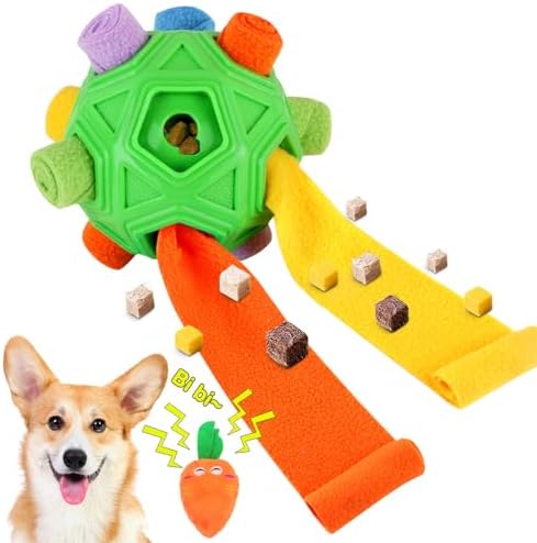 Canine Snuffle Ball-Interactive Problem Canine Toys Urge Organic Scouring Skill-sets Slow Farmer for Educating and also Anxiety Comfort, Towel Bit Concealing Food Items Chew Toys for Any Type Of Dimension Pet Dogs, Equipment Cleanable (Veggie)