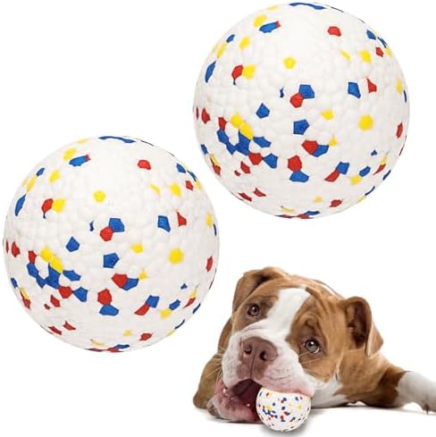 Canine Rounds for Aggressive Chewers, Indestructible Bouncy Drifting Rounds for Teaching Canine Drawback and also Fetch, Sturdy Solid Ping Pong Sphere Toys for Small and also Tool Canine – 2.75 in – 2pcs