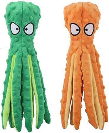 Canine Squeaking Toys Octopus – Zero Packing Crinkle Plush Toys for Puppy Dog Teething, Heavy Duty Active Chew Toys for Little, Tool and also Sizable Pets Educating and also Lessen Monotony, 2 Load