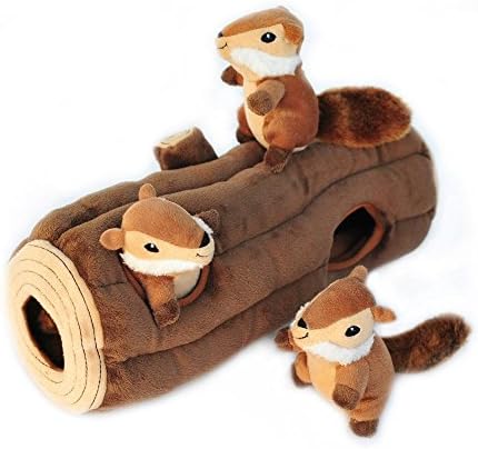 ZippyPaws Shelter, Timberland Pals Chipmunks ‘n Log – Active Pet Dog Toys for Dullness – Conceal as well as Look For Pet Dog Toys, Colorful Squeaky Pet Dog Toys for Small & Channel Canine, Plush Pet Dog Puzzles