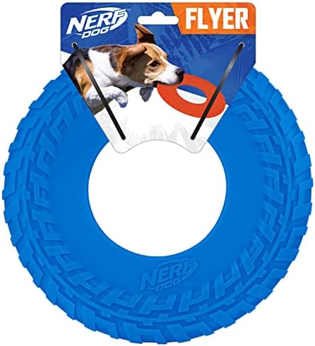 Nerf Canine Rubber Tire Leaflet Canine Plaything, Traveling Disk, Lightweight, Resilient, Drifts in Water, Great for Seaside as well as Swimming Pool, 10 In Size, for Medium/Large Breeds, Singular System, Blue, Authentic