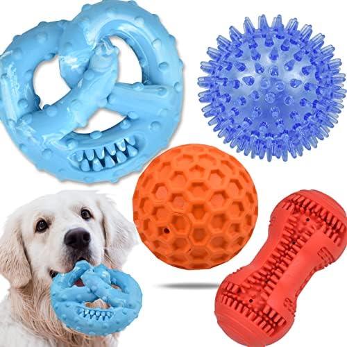 Pet Eat Toys Aggressive Chewers – Pup Teething Chew Plaything Add-on Sturdy Pet Toys for Little Tool Big Types Feature Squeaky Balls Pearly Whites Comb Rubber Chew Toys Interactive Play