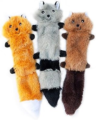 ZippyPaws Skinny Peltz – Fox, Raccoon, & Squirrel – Absolutely No Packing Squeaking Pet Dog Toys, Unstuffed Chew Plaything for Small & Tool Breeds, Majority Multi-Pack of 3 Smooth Deluxe Toys, Apartment No Packing New Puppy Toys – 11″