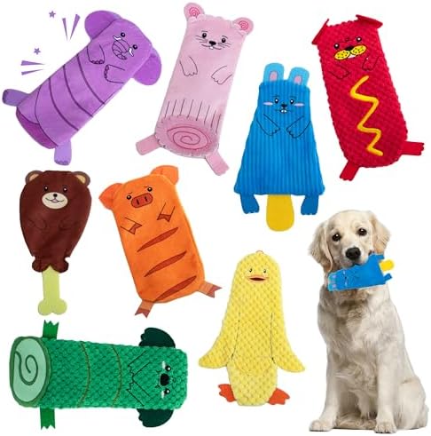 No Packing Canine Plaything, 8 Stuff Canine Squeaky Toys for Chewer Small, Tool, as well as Sizable Type, Lovely Long Lasting Active Canine Toys for Indoor Puppy Dog Teething, Pet Dog Entertaining, Enjoyable, along with Squeaker & Crinkle Newspaper