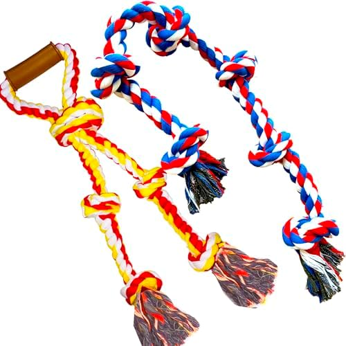 6 Gathering Sizable Xmas Pet Dog Rope Toys for Aggressive Chewer Strong Rope Tough Hard Chew Rope Tractor Pull Play Rope along with Take Care Of Eating Yanking Rope Sizable Type Pull Rope Big Pet Dog Long