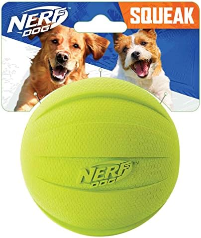 Nerf Pet Rubber Sphere Pet Dabble Squeaker, Lightweight, Heavy Duty as well as Water Resisting, 4 In Size for Medium/Large Breeds, Solitary Device, Veggie