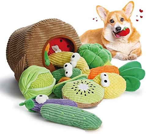 Nocciola Grocery Store Bag Canine Toys- 15 Stuff Fruit Products and also Veggies Canine Squeaky Toys, Lap Dog Toys for Aggressive Chewers, Tough Plush Canine Toys for Little Channel Measurements Canines, New Puppy Canine Toys to Always Keep Them Busy